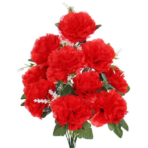 Искусственные цветы Цветочная мелодия Гвоздики 50см 10 цветков красные_4