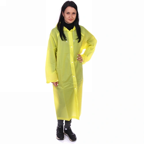 Дождевик-плащ 110 Мкрн 11565см Macarons с капюшоном и завязками, на кнопках, желтый ДоброСад_12