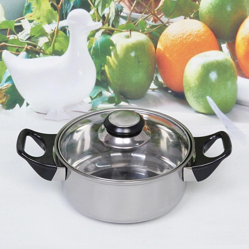 Кастрюля из нержавеющей стали Cook 1л со стеклянной крышкой 167см_3