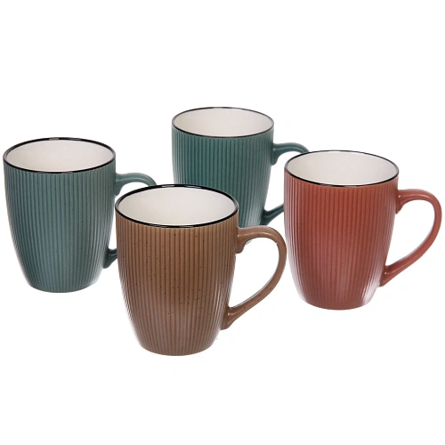 Кружка керамическая 360мл "Полоски", микс цветов