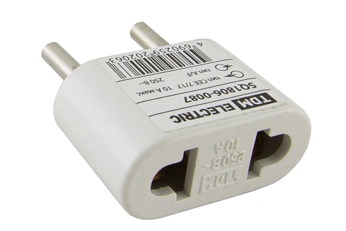 Переходник плоский белый 10А 250В TDM