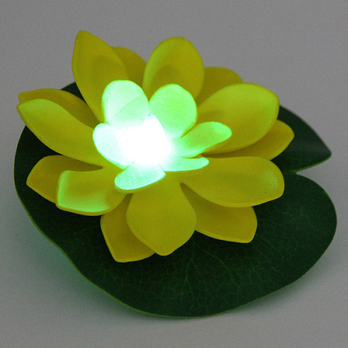 Растение водоплавающее Кувшинка d-10см с подсветкой от контакта с водой, желтый_8