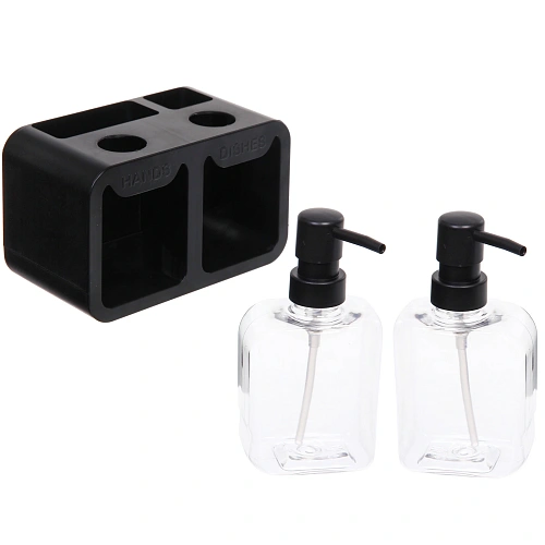 Дозатор для моющих средств 2х350мл 17х19х16 черный 8875_8