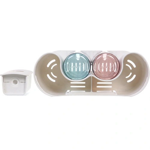 Подставка для умывальных принадлежностей Универсальная 2 стакана +дозатор для зубной пасты 6293-2_5