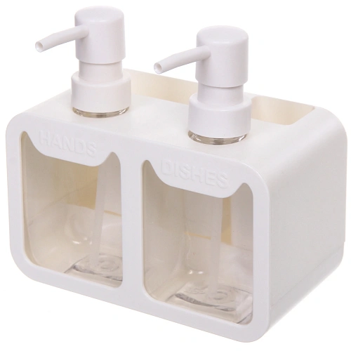 Дозатор для моющих средств 2х350мл 17х19х16 белый 8875_4