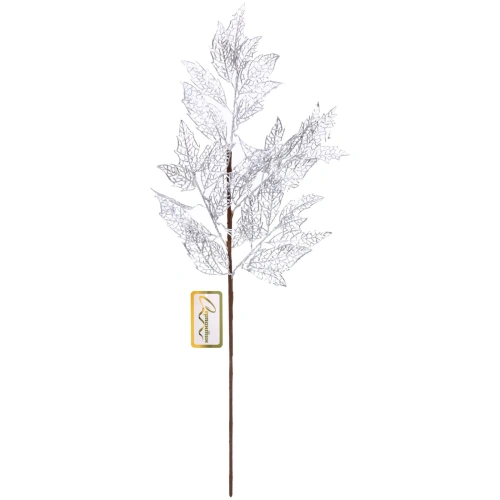 Ветка декоративная "Зимние листья" 70 см, Серебро