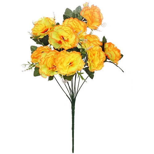 Искусственные цветы Цветочная мелодия Гвоздики 50см 10 цветков желтые_3