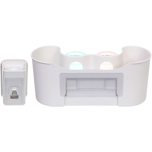 Подставка для умывальных принадлежностей Универсальная 2 стакана +дозатор для зубной пасты 6293-2_4