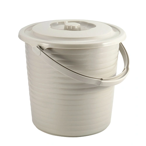 Ведро пищевое с крышкой рифленое RUNIS 15 л пластик, серо-бежевый