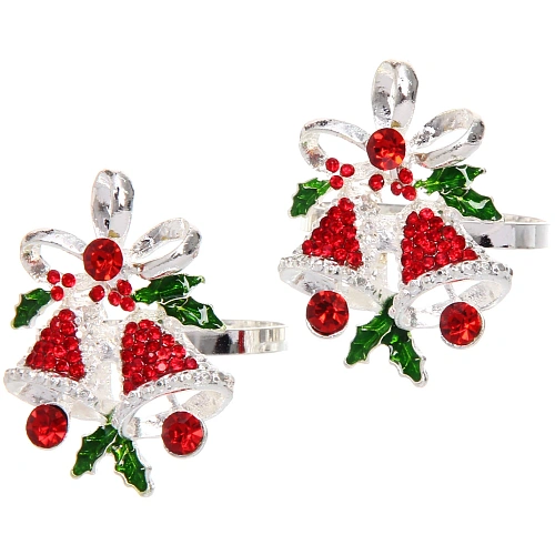 Набор колец для салфеток 2шт `Колокольчики, цвет серебро_3