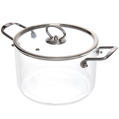 Кастрюля из боросиликатного стекла 3,5л Хай-Тек с металлическими ручками_10