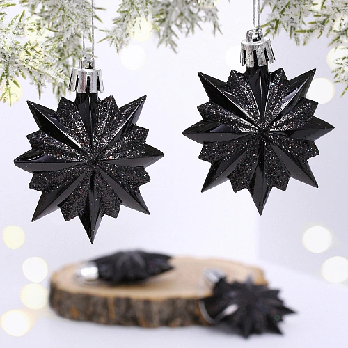 Ёлочные игрушки "Таинственное очарование" Звезда остроконечная 6 см (набор 4 шт), черный