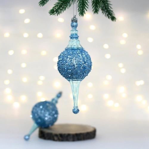 Елочные украшения "Мерцание ночи"  6.5*6.5*19.5 см (набор 2 шт), Голубой