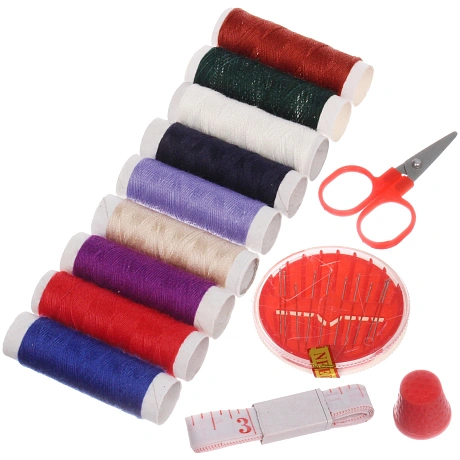 Швейный набор в ZIP упаковке с подвесом "Favorite Hous" (нитки,наперсток,иголки,ножницы,сант. лента)