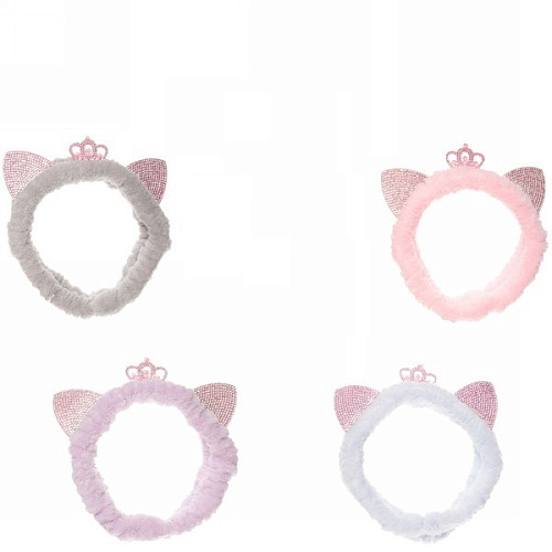 Повязка на голову "Beauty Mapafet- Принцесса", цвет розовый, голубой, сиреневый и серый, 20*6см (упаковка белый ZIP пакет)