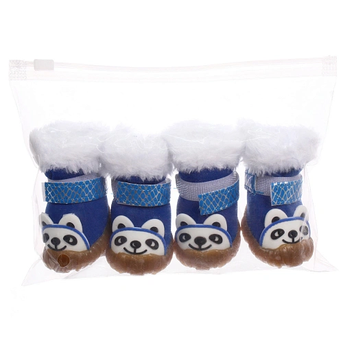 Ботинки зимние для животных МОДНЫЙ БРО, на липучке, цвет синий, размер 3, 5см_7