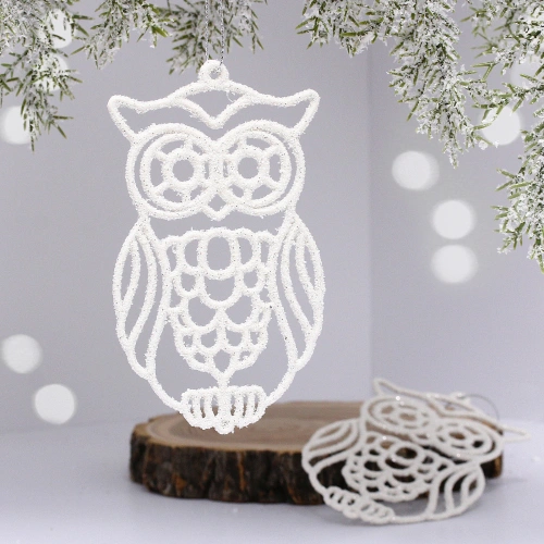 Подвеска "Мудрая сова" 10 см (набор 2 шт), белый