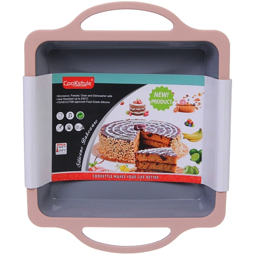 Форма силиконовая CooKstyle квадратная с ручками, 20294см, с металлической вставкой_8