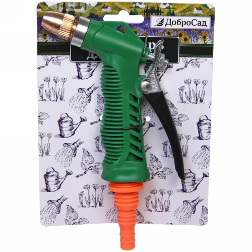 Наконечник-пистолет с регулятором напора воды, металлическая ручка ДоброСад