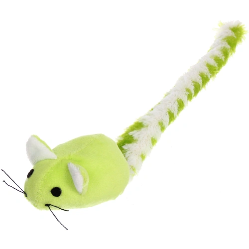 Игрушка - мышка для кошек "ЦЕПКИЕ ЛАПКИ", цвет зеленый, шуршащий хвостик 7см