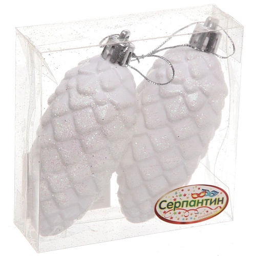 Ёлочные игрушки Таинственное очарование Шишки 9 см (набор 2шт), белый_3