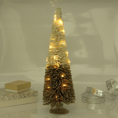 Сувенир с подсветкой "Волшебная ёлка" 19*60 см (батарейки 2 AA), Золото/Белый (свечение-теплый белый)