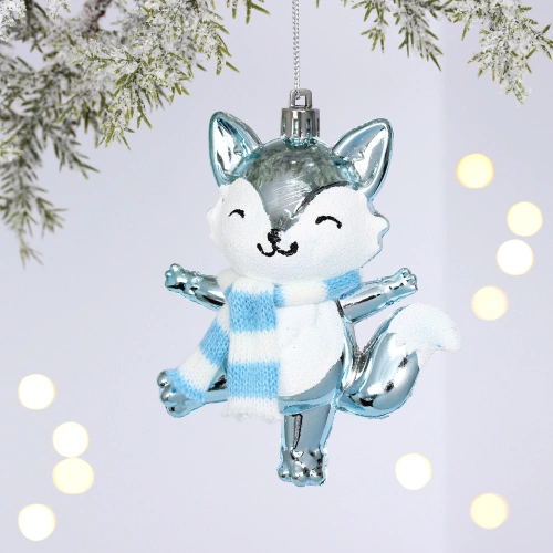 Ёлочная игрушка "Весёлый лисёнок" 8.8*5.5*13.5 см, Голубой