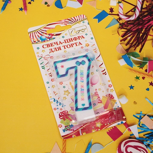 Свеча для торта Цифра Happy 7 64 см, синий_3