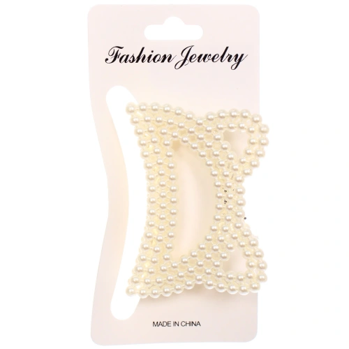 Заколка-краб для волос "Мон Пион", кошечка, цвет белый, 7,5см (Блистер)