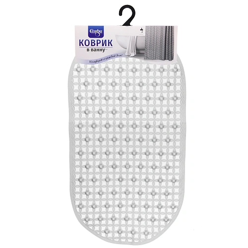 Коврик в ванну 64х34 "Куба" серый