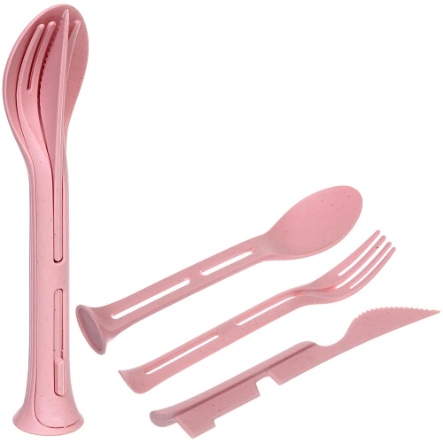 Набор столовых приборов "ЭкоЛайф" 3шт (ложка, вилка, нож) розовый