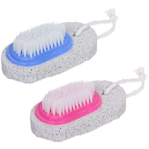Пемза для ног "Pedicure", со щеткой, форма овал, цвет в ассортименте, 8,8*4,3*1,5см 32-35гр✦