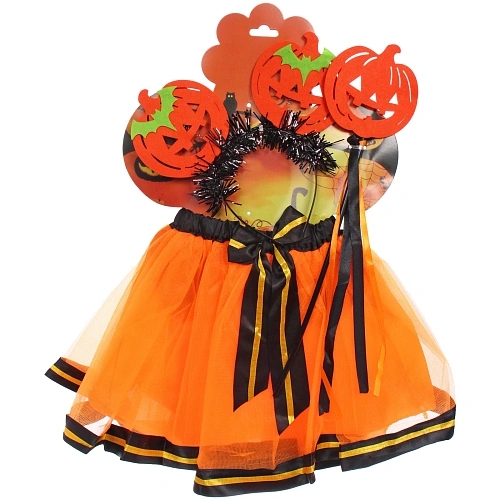 Набор карнавальный Helloween - Веелые тыквы  (ободок,юбка, палочка)_7
