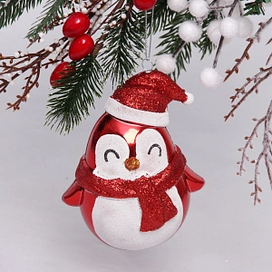 Ёлочная игрушка "Милый пингвинёнок" 12*7*12 см, красный