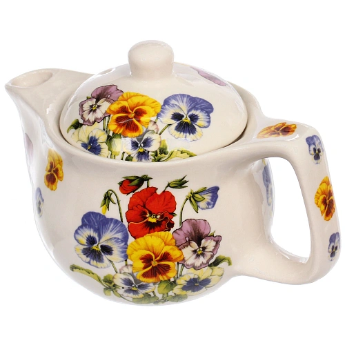 Чайник заварочный керамический 350мл с ситом Фиалки_6