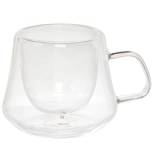 Кружка стеклянная с двойными стенками 200мл "Хай-Тек" трапеция