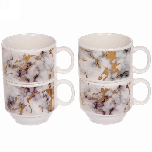 Набор кружек на стойке 200мл Мрамор золото_5