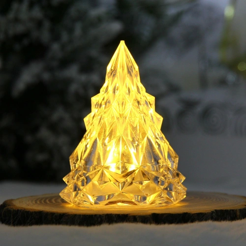 Сувенир с подсветкой "Кристальная ёлочка" 6,5*8 см, Теплый белый