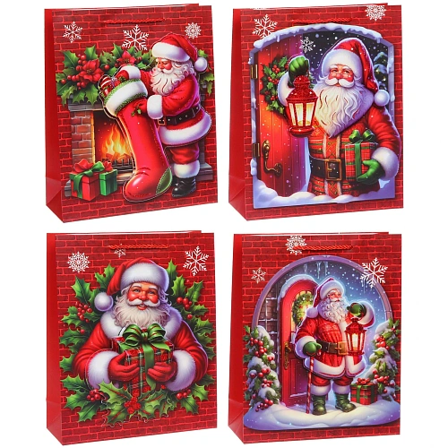 Пакет подарочный "Добрый  Дедушка Мороз" 32X26X10 см