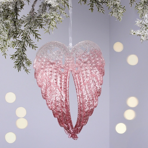 Подвеска "Волшебные крылья" 10*15 см, Белый/Розовый