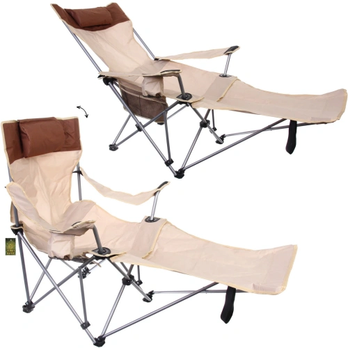 Кресло складное 2 в 1 до 100 кг DC-8077, 83*55/110*85 см, цвет: бежевый, ТуристМастер