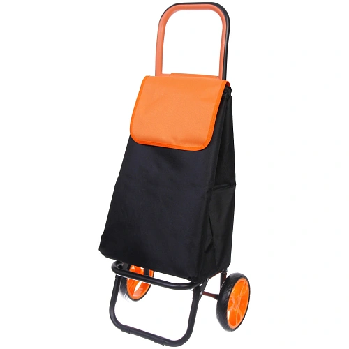 Тележка хозяйственная с сумкой (93*25*38см, колеса 16см,грузоподъемность до 30 кг.) оранжевая DC307