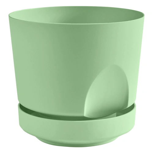 Кашпо для цветов пластиковое 0,8л d-12см "Тренд"с поддоном Мята 