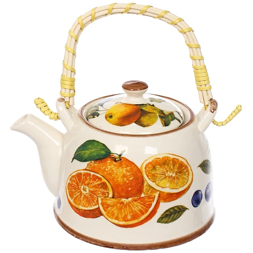 Чайник заварочный керамический 700мл с ситом "Апельсины"