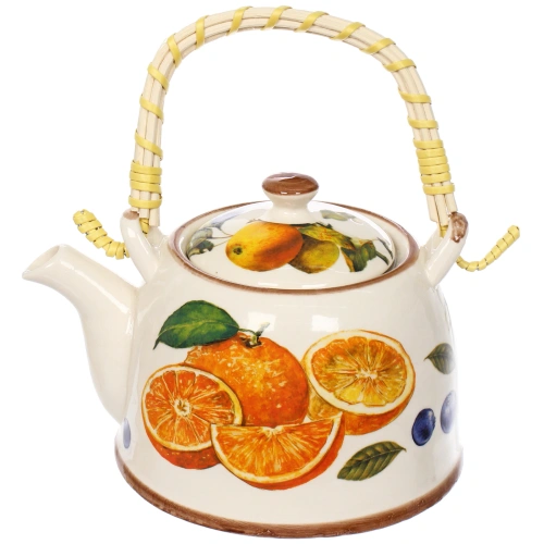 Чайник заварочный керамический 700мл с ситом "Апельсины"