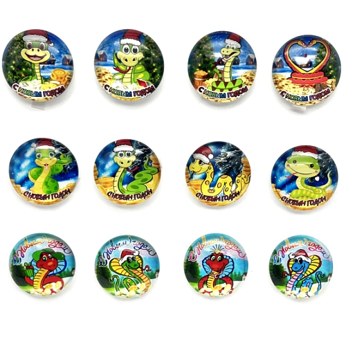 Магнит "Змея - Хорошие пожелания" 3,5*3,5*1,3 см, микс