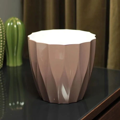 Кашпо для цветов пластиковое 1,9л d-16см "Флюте со вставкой мокко