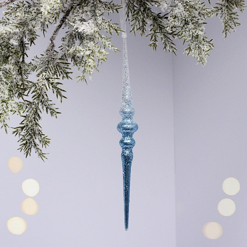 Подвеска "Искристая сосулька" 12 см, Белый/Голубой