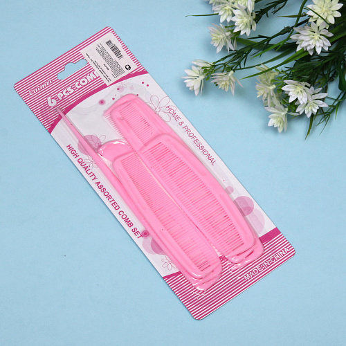 Расчески в наборе на блистере 6шт Stylish mix, цвет розовый, 25,79,7см_7