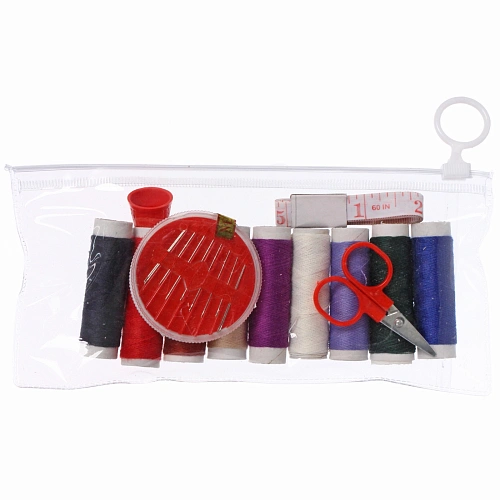 Швейный набор в ZIP упаковке с подвесом Favorite Hous (нитки,наперсток,иголки,ножницы,сант лента)✦_12